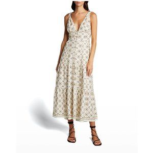 A.L.C. Jolie Printed Long Silk and Linen Dress